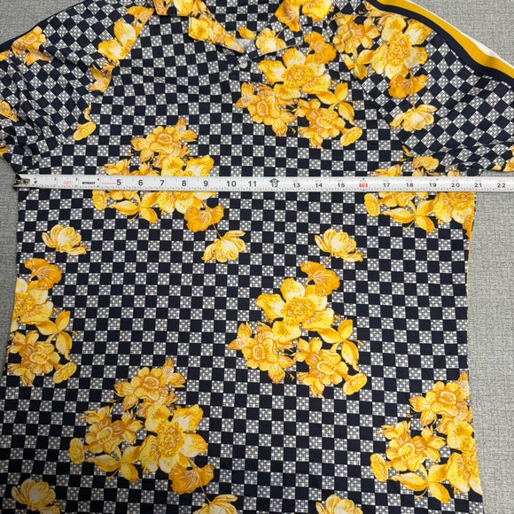 Murano Liquid Luxury Slim Fit Floral Checker Polo Shirt - Picture 9 of 9